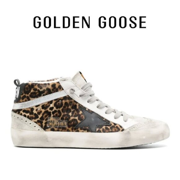 Golden Goose Mid Star Leopard Print Sneakers - Picture 1 of 11